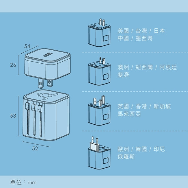 【KINYO】多合一旅行萬國轉接頭 (MPP-2345)-黑色